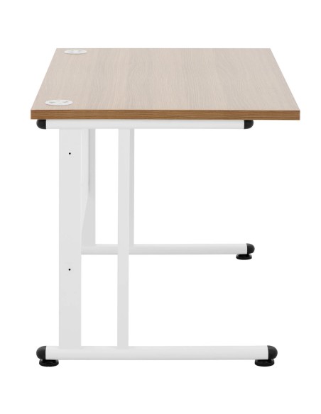 Kompiuterio stalas ant metalinio rėmo 120 x 73 cm rudos ir baltos spalvos Kompiuterio stalas ant metalinio rėmo 120 x 73 cm rudos ir baltos spalvos