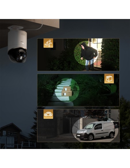 
360 laipsnių lauko kamera su saulės baterijomis, 4K, 8MP, 2,4 GHz, WiFi, 13000 mAh – balta
