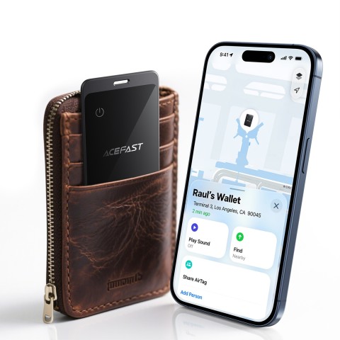 
„Bluetooth“ vietos nustatymo kortelė, suderinama su „Apple Find My“ – pilka
