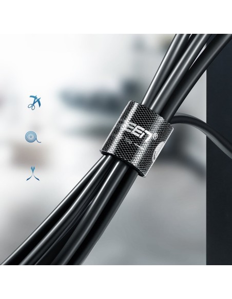 Velcro juosta Velcro kabelio tvarkyklė 5m juoda Velcro juosta Velcro kabelio tvarkyklė 5m juoda