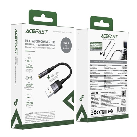
USB-A į 3,5 mm mini lizdą jungiantis adapteris – juodas
