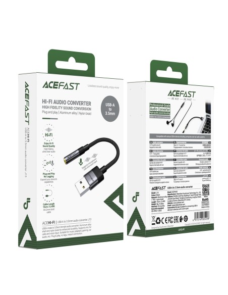 
USB-A į 3,5 mm mini lizdą jungiantis adapteris – juodas
