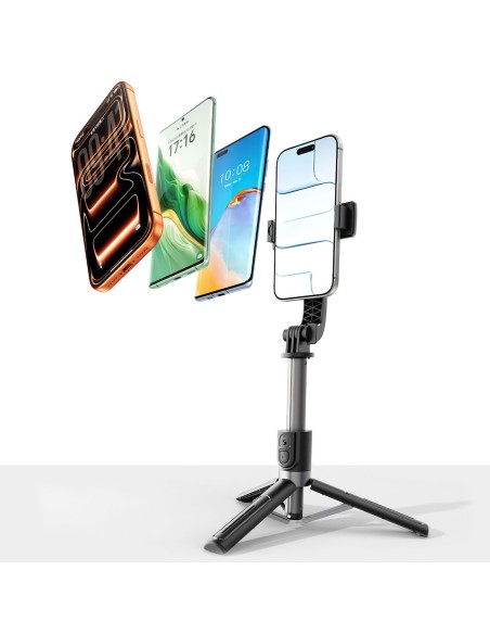 
Asmenukių lazdelė su mini aliuminio trikojė su „Bluetooth“ 360 laipsnių sukimosi funkcija – juoda
