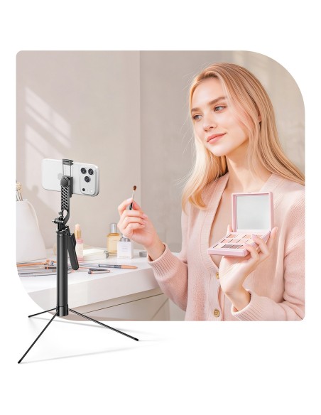 
Asmenukių lazdelės trikojis 1/ 4 colio telefono kamerai su „Bluetooth“ – juodas
