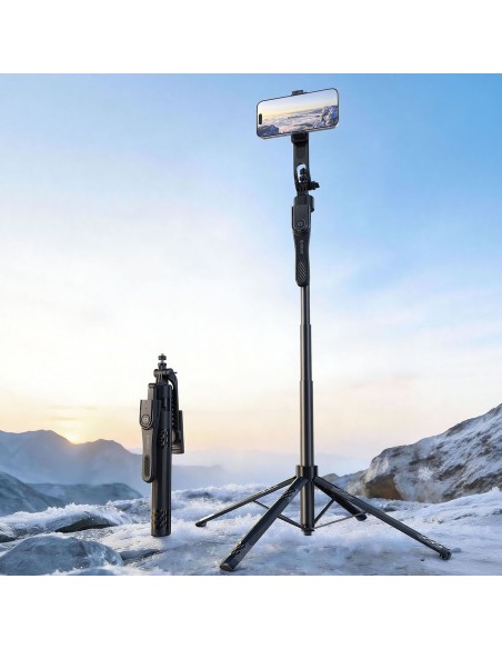 
Asmenukių lazdelės trikojis 1/ 4 colio telefono kamerai su 360 laipsnių sukimosi funkcija „Bluetooth“ – juodas
