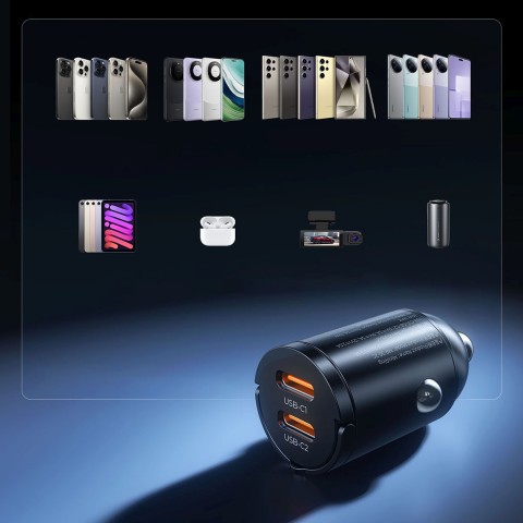
USB-C 30W automobilinis įkroviklis – juodas
