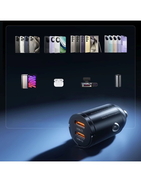 
USB-C 30W automobilinis įkroviklis – juodas
