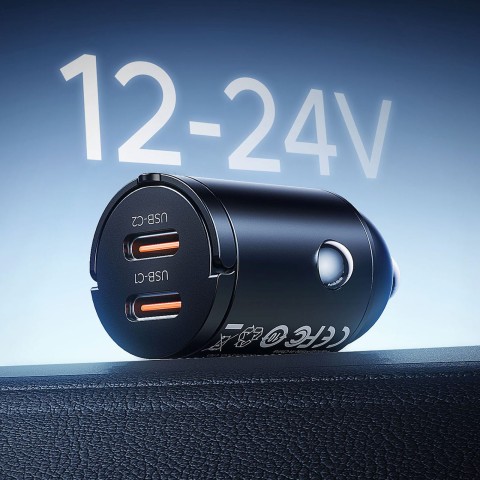 
USB-C 30W automobilinis įkroviklis – juodas
