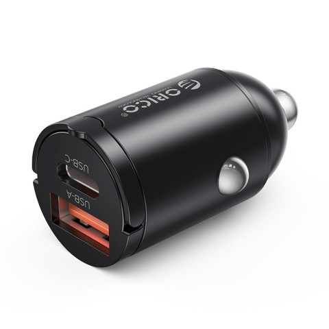 
USB-A USB-C 30W automobilinis įkroviklis – juodas
