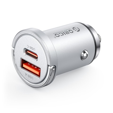 
USB-A USB-C 45W automobilinis įkroviklis – sidabrinis

