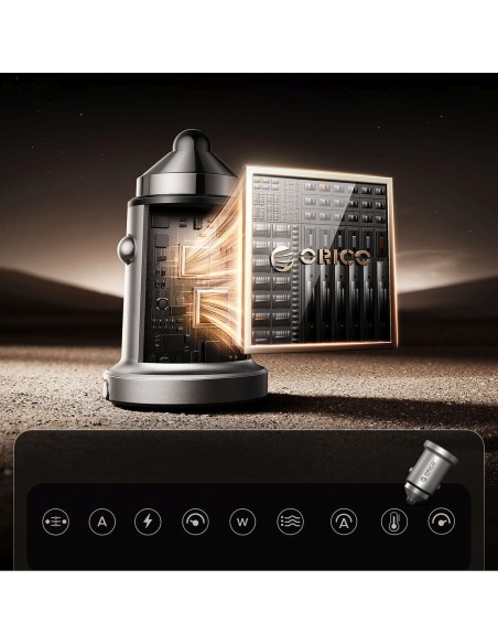 
USB-A USB-C 45W automobilinis įkroviklis – sidabrinis
