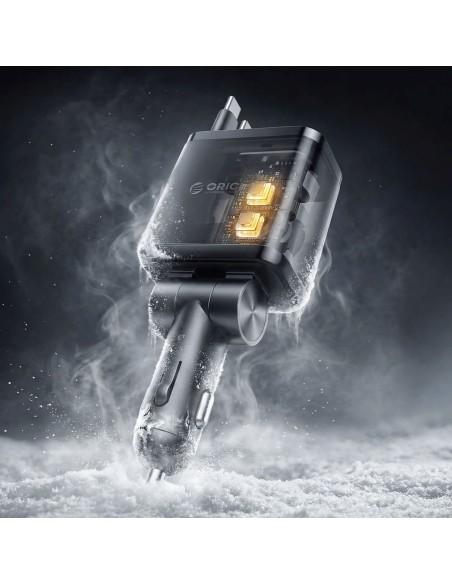 
45 W USB-A USB-C automobilinis įkroviklis su ištraukiamais USB-C laidais – juodas
