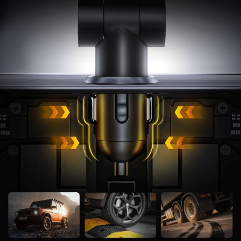 
45 W USB-A USB-C automobilinis įkroviklis su ištraukiamais USB-C laidais – juodas
