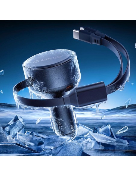 
60 W USB-C automobilinis įkroviklis su ištraukiamais USB-C iPhone Lightning laidais – juodas
