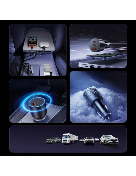 
USB-C USB-A 165W automobilinis įkroviklis – juodas
