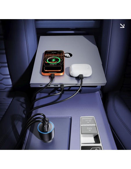 
USB-C USB-A 165W automobilinis įkroviklis – juodas
