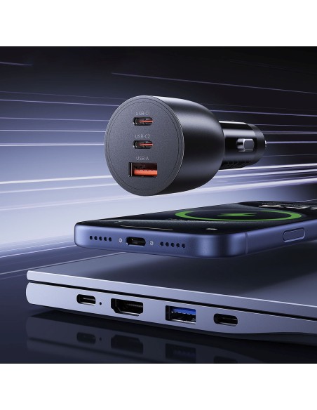 
USB-C USB-A 165W automobilinis įkroviklis – juodas
