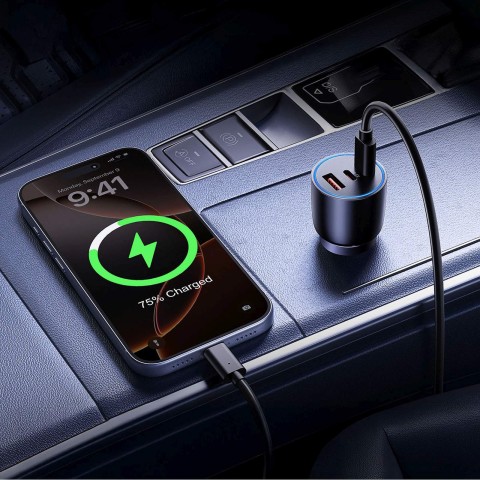 
USB-C USB-A 165W automobilinis įkroviklis – juodas
