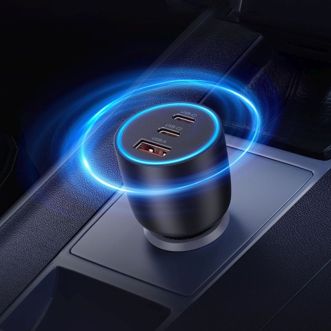 
USB-C USB-A 165W automobilinis įkroviklis – juodas
