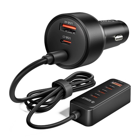 
USB-A USB-C automobilinis įkroviklis su 108 W prailginimo laidu – juodas
