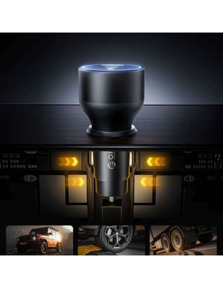 
USB-A USB-C automobilinis įkroviklis su 108 W prailginimo laidu – juodas
