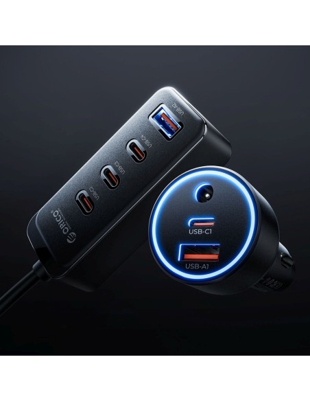 
USB-A USB-C automobilinis įkroviklis su 108 W prailginimo laidu – juodas
