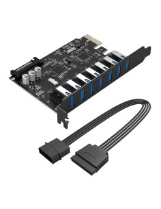 
PCI-E išplėtimo plokštė – 7x USB 3.0 stacionariam kompiuteriui – juoda
