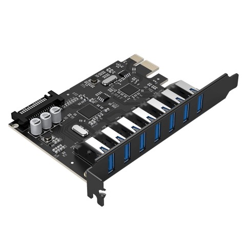 
PCI-E išplėtimo plokštė – 7x USB 3.0 stacionariam kompiuteriui – juoda
