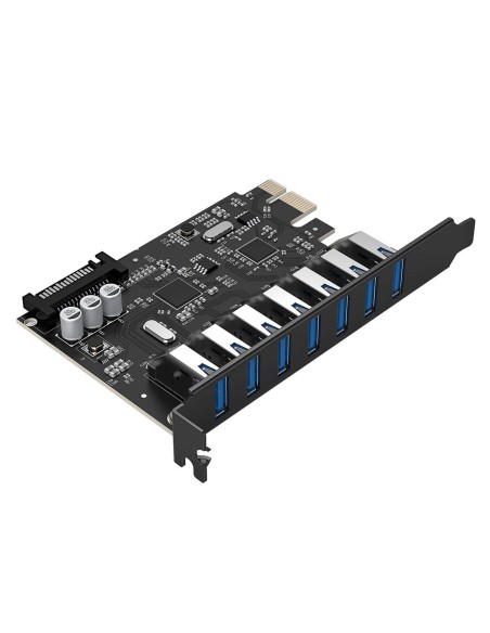 
PCI-E išplėtimo plokštė – 7x USB 3.0 stacionariam kompiuteriui – juoda
