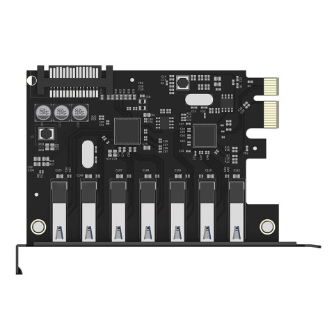 
PCI-E išplėtimo plokštė – 7x USB 3.0 stacionariam kompiuteriui – juoda
