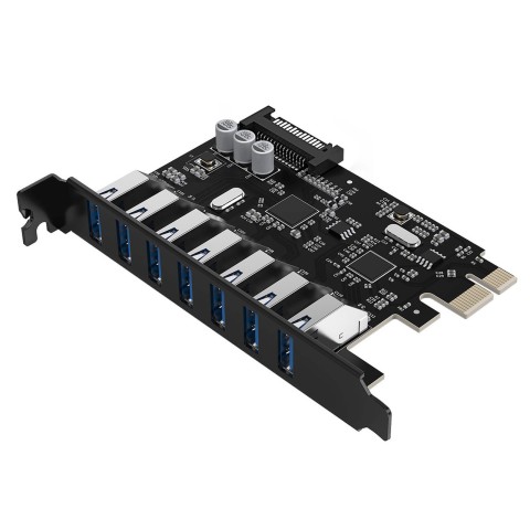 
PCI-E išplėtimo plokštė – 7x USB 3.0 stacionariam kompiuteriui – juoda
