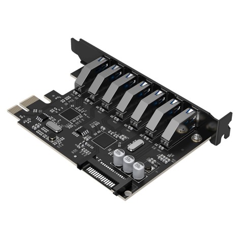 
PCI-E išplėtimo plokštė – 7x USB 3.0 stacionariam kompiuteriui – juoda
