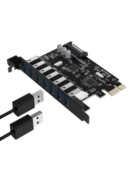 
PCI-E išplėtimo plokštė – 7x USB 3.0 stacionariam kompiuteriui – juoda
