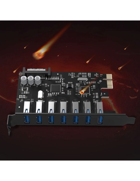 
PCI-E išplėtimo plokštė – 7x USB 3.0 stacionariam kompiuteriui – juoda
