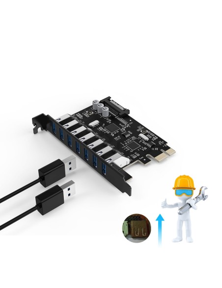 
PCI-E išplėtimo plokštė – 7x USB 3.0 stacionariam kompiuteriui – juoda
