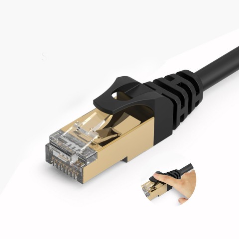 
Apvalus LAN CAT7 10Gbps RJ45 interneto tinklo kabelis 2m - juodas
