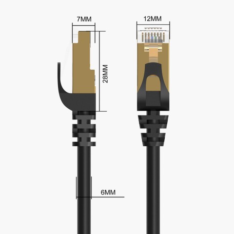 
Apvalus LAN CAT7 10Gbps RJ45 interneto tinklo kabelis 3m - juodas
