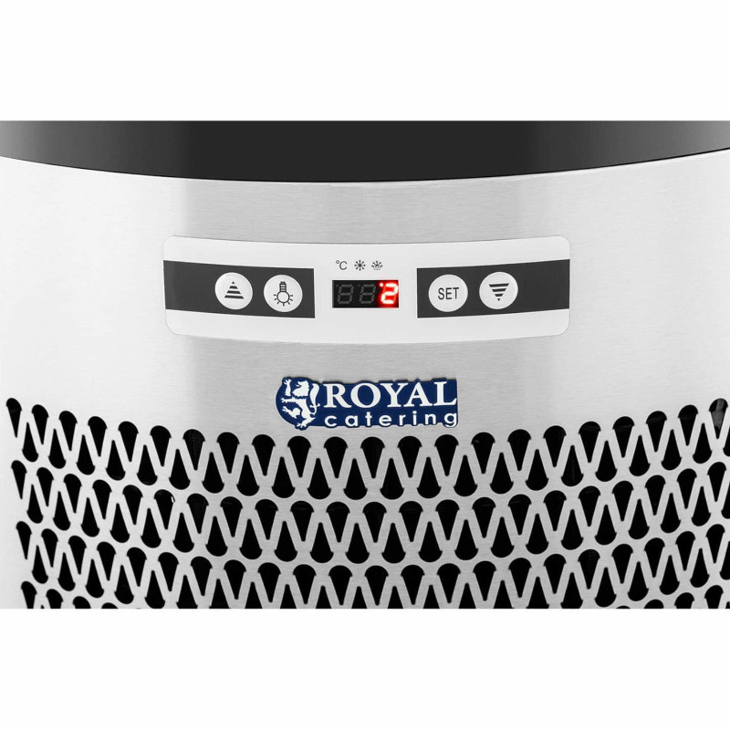 4 lygių apvali LED šaldytuvo vitrina 102 l juodos ir sidabrinės spalvos