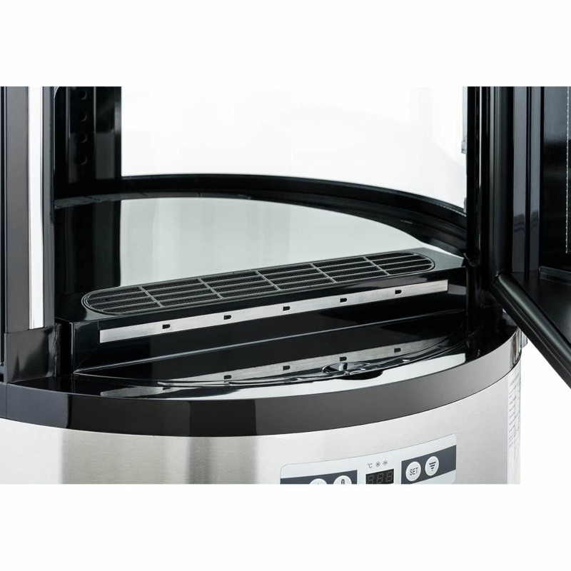 4 lygių apvali LED šaldytuvo vitrina 102 l juodos ir sidabrinės spalvos