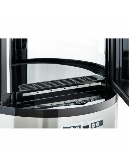 4 lygių apvali LED šaldytuvo vitrina 102 l juodos ir sidabrinės spalvos