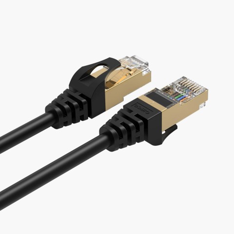 
Apvalus LAN CAT7 10Gbps RJ45 interneto tinklo kabelis 20m - juodas
