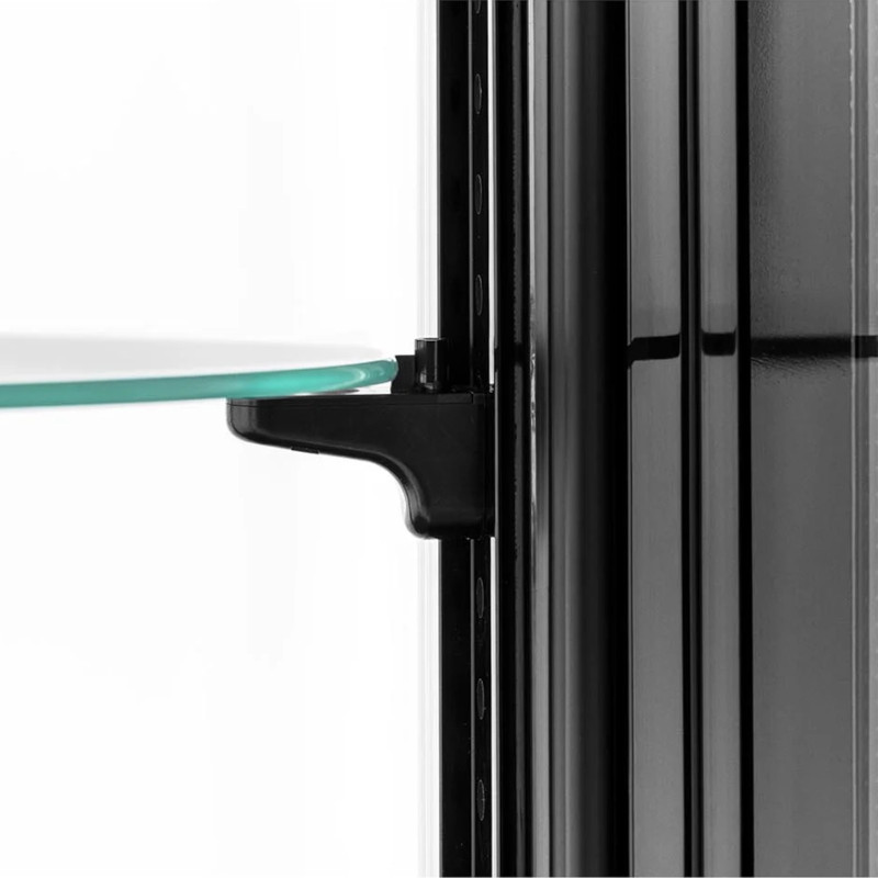 4 lygių apvali LED šaldytuvo vitrina 102 l juodos ir sidabrinės spalvos