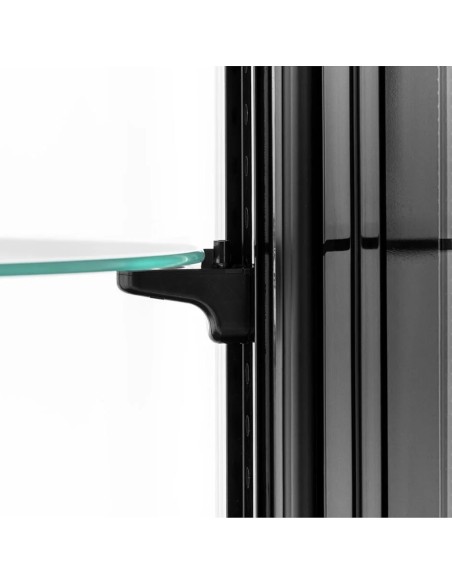 4 lygių apvali LED šaldytuvo vitrina 102 l juodos ir sidabrinės spalvos