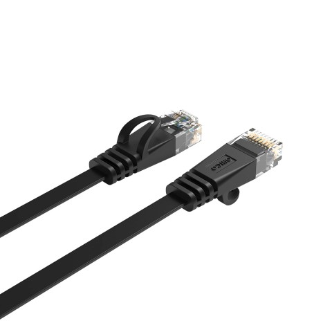 
Plokščias Ethernet CAT7 10Gbps RJ45 LAN tinklo kabelis 1m - juodas
