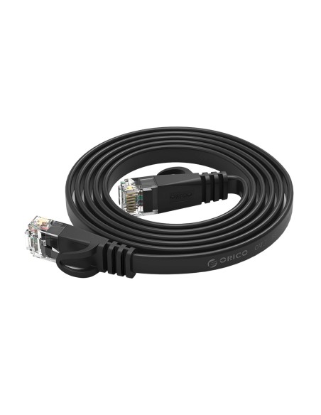 
Plokščias Ethernet CAT7 10Gbps RJ45 LAN tinklo kabelis 1m - juodas
