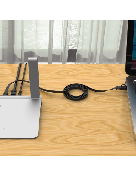 
Plokščias Ethernet CAT7 10Gbps RJ45 LAN tinklo kabelis 1m - juodas
