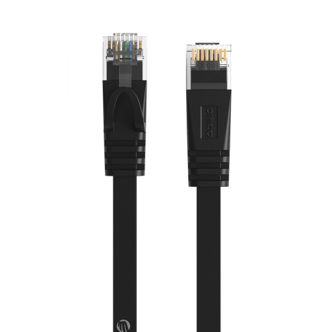 
Plokščias Ethernet CAT7 10Gbps RJ45 LAN tinklo kabelis 2m - juodas
