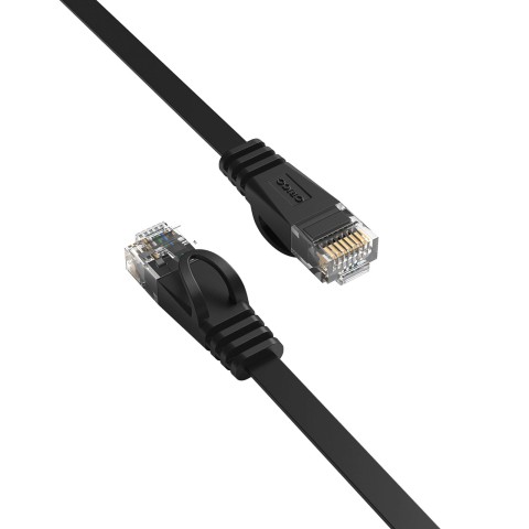 
Plokščias Ethernet CAT7 10Gbps RJ45 LAN tinklo kabelis 2m - juodas
