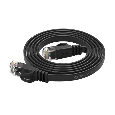 
Plokščias Ethernet CAT7 10Gbps RJ45 LAN tinklo kabelis 3m - juodas
