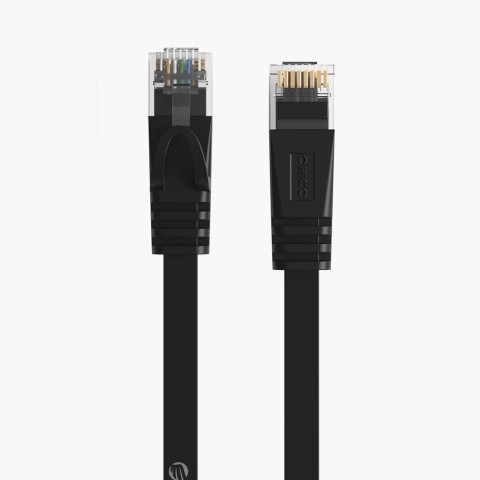 
Plokščias Ethernet CAT7 10Gbps RJ45 LAN tinklo kabelis 8m - juodas
